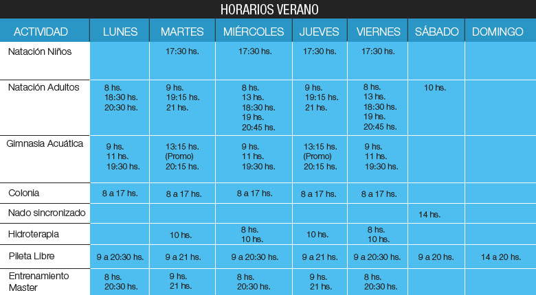 horarios actitud acuatica